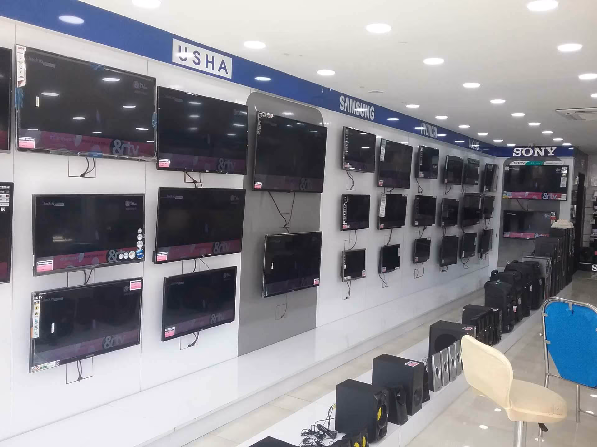 Wide view of the sofa section